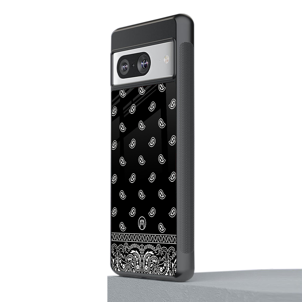 paisley black back phone cover | glass case for Google Pixel 8
