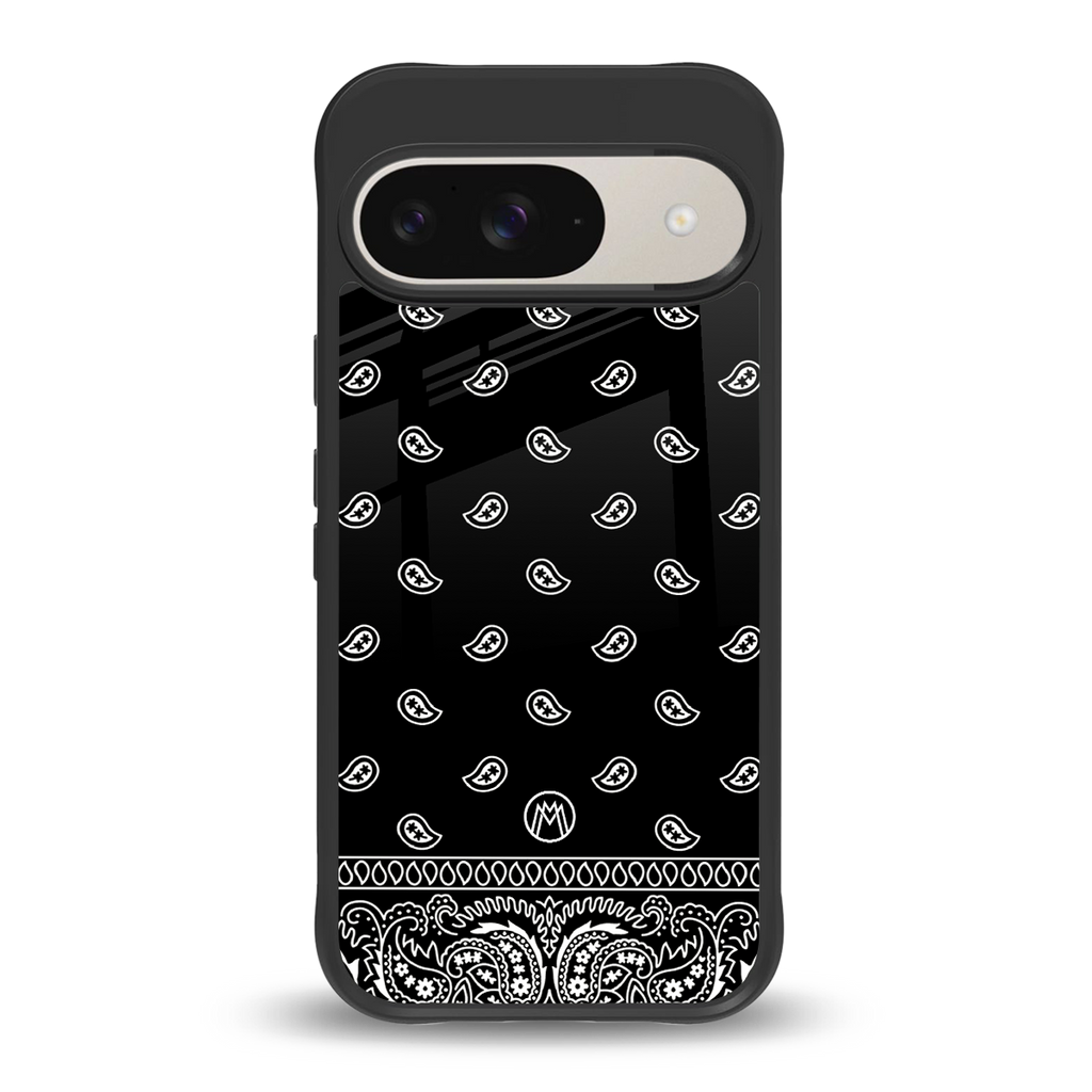 paisley black back phone cover | glass case for google pixel 9