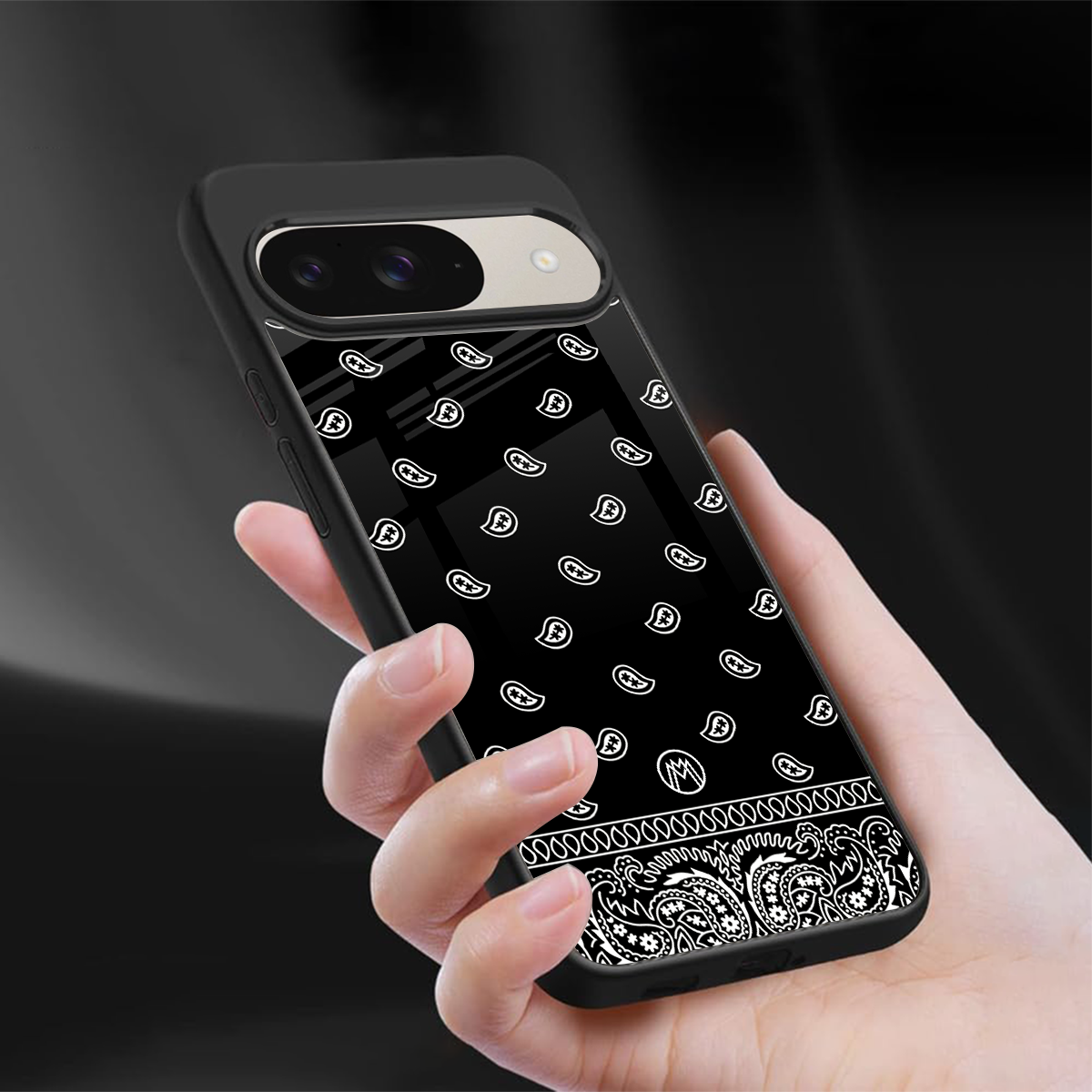 paisley black back phone cover | glass case for google pixel 9
