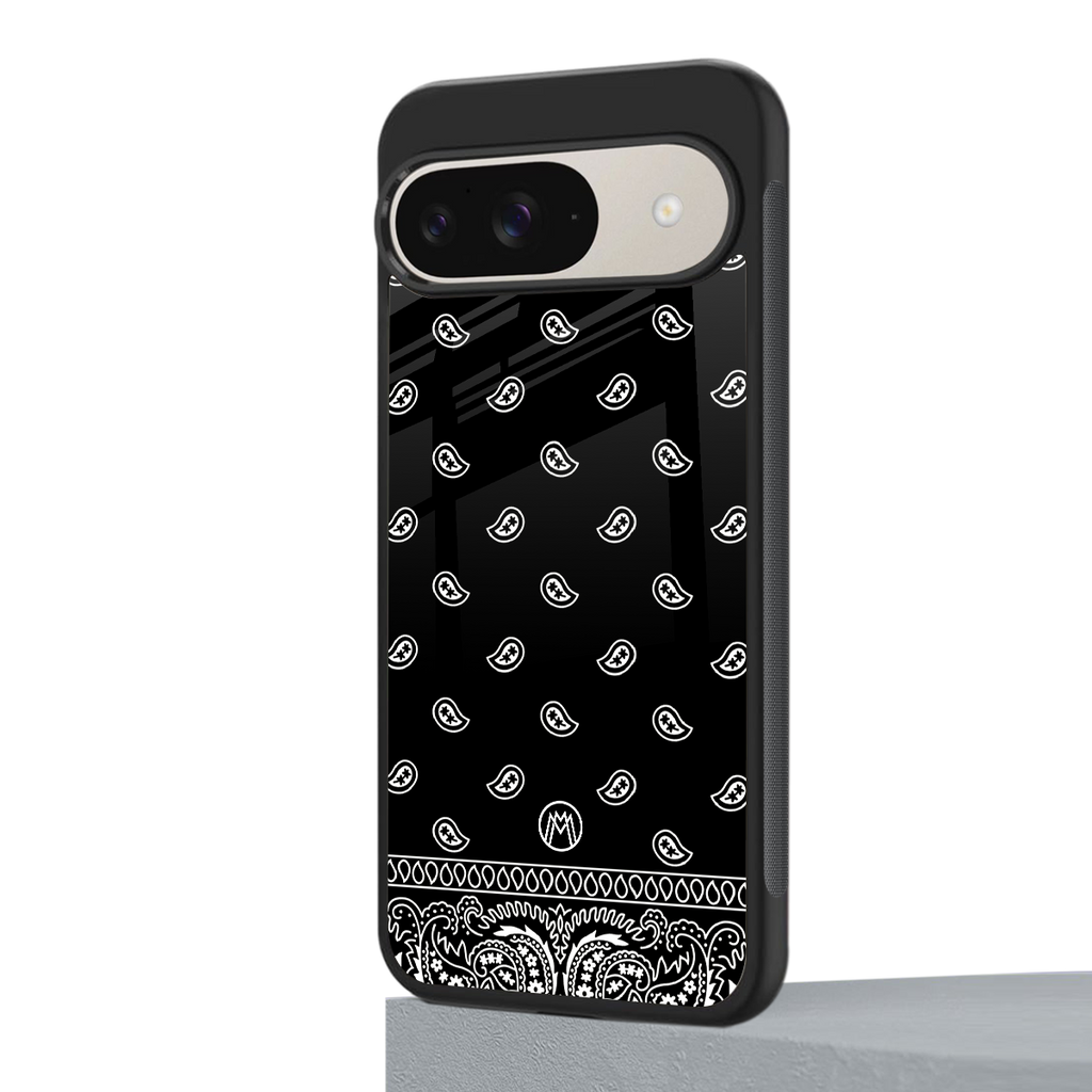 paisley black back phone cover | glass case for google pixel 9