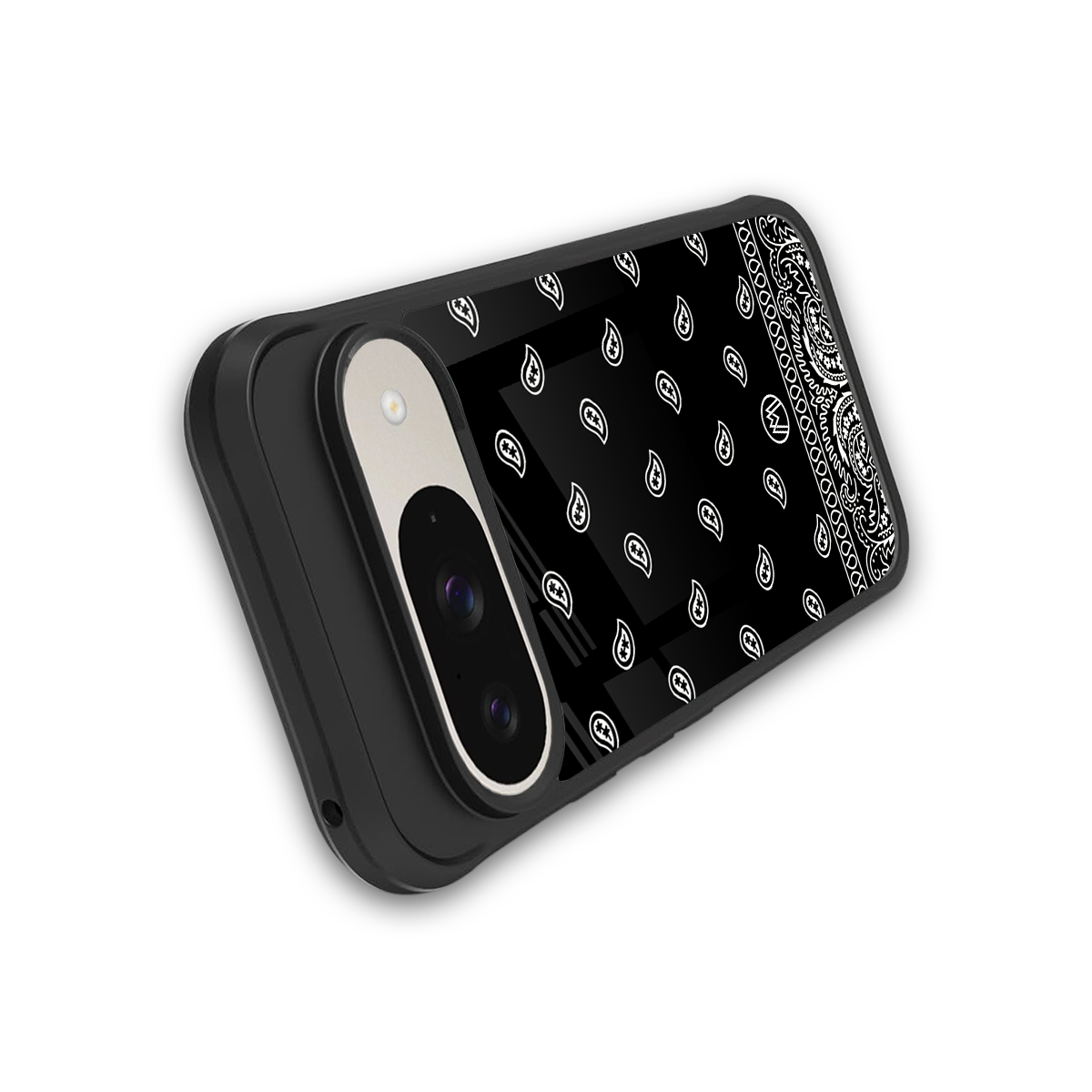 paisley black back phone cover | glass case for google pixel 9