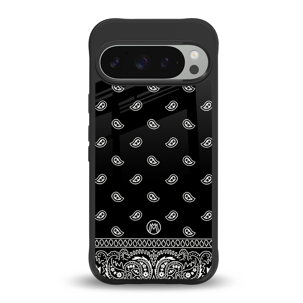 paisley black back phone cover | glass case for google pixel 9 pro