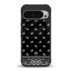 paisley black back phone cover | glass case for google pixel 9 pro