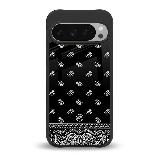 paisley black back phone cover | glass case for google pixel 9 pro xl