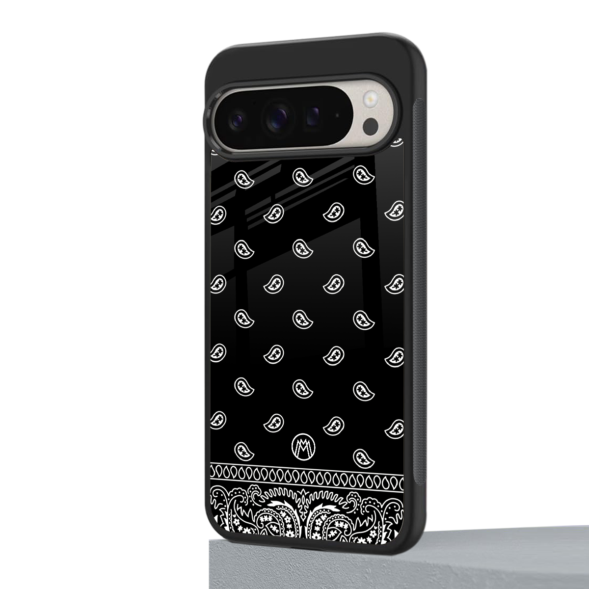 paisley black back phone cover | glass case for google pixel 9 pro xl