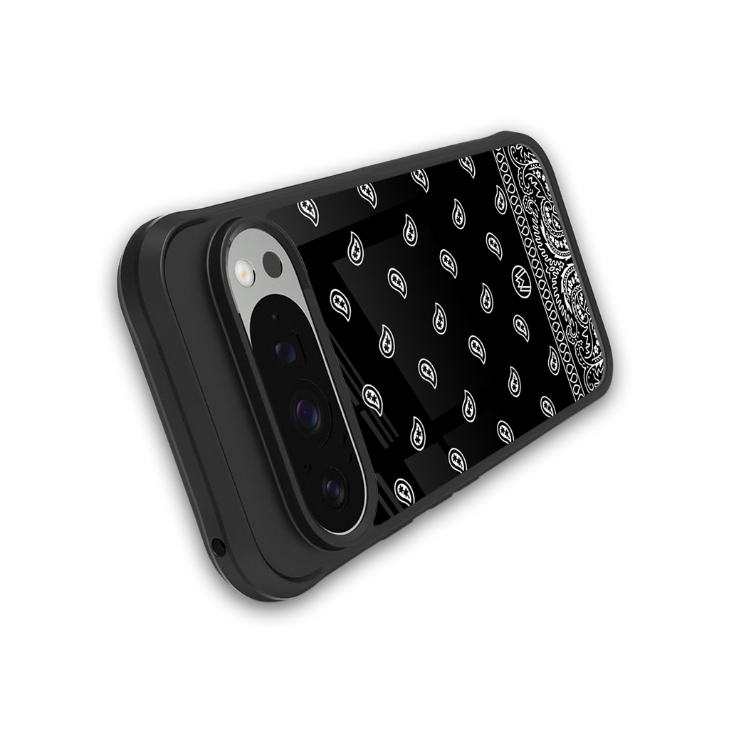 paisley black back phone cover | glass case for google pixel 9 pro