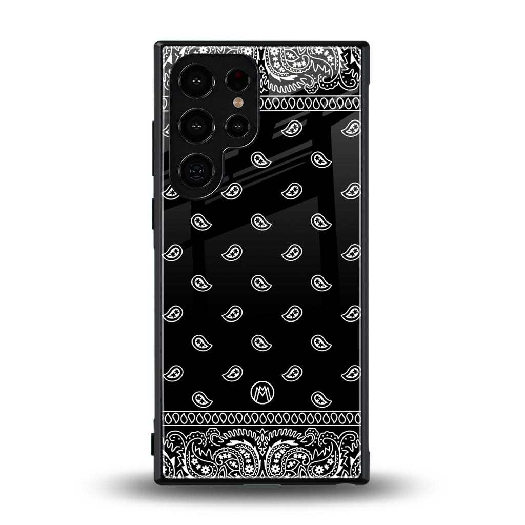 paisley black back phone cover | glass case for samsung galaxy s24 ultra