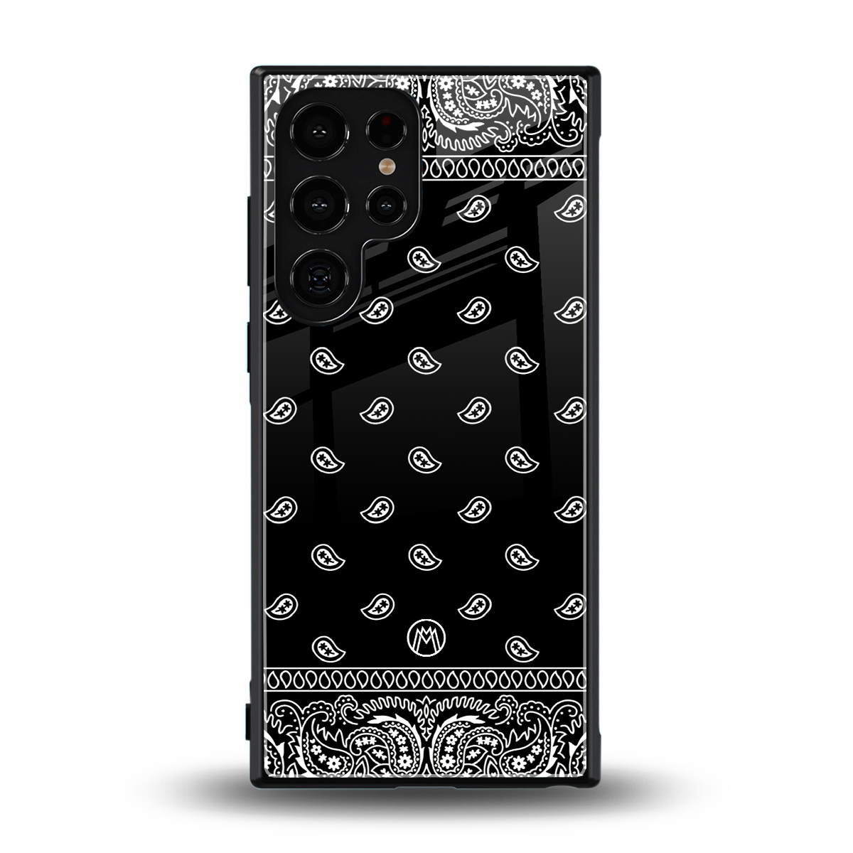 paisley black back phone cover | glass case for samsung galaxy s23 ultra