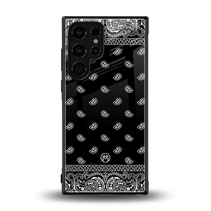 paisley black back phone cover | glass case for samsung galaxy s23 ultra