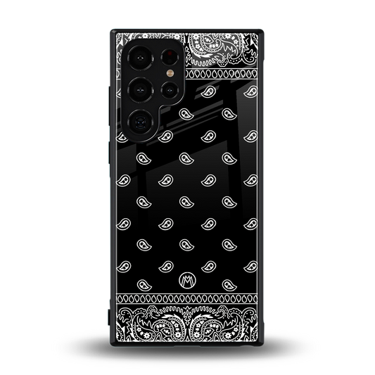paisley black back phone cover | glass case for samsung galaxy s23 ultra