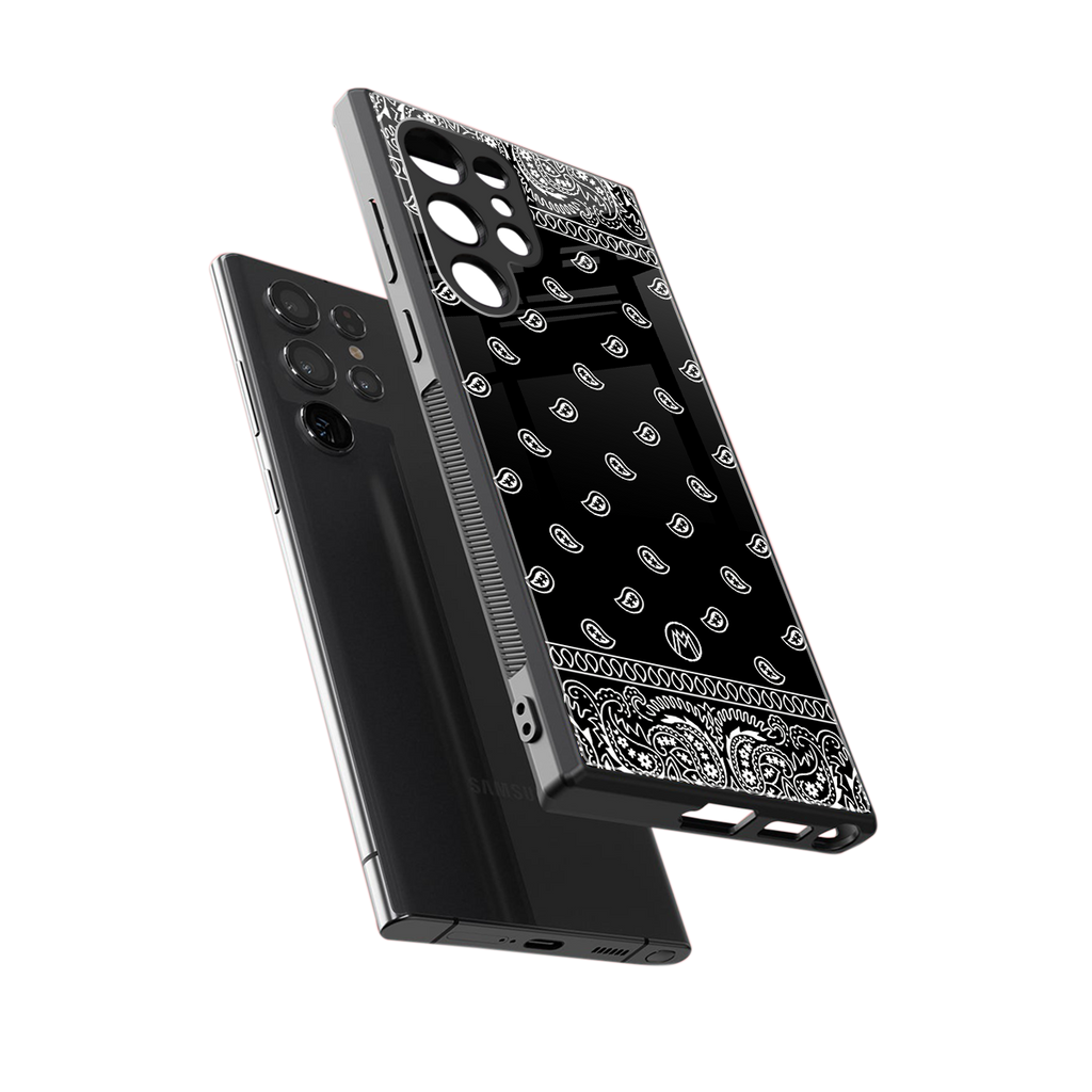 paisley black back phone cover | glass case for samsung galaxy s23 ultra