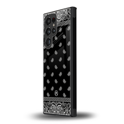 paisley black back phone cover | glass case for samsung galaxy s23 ultra