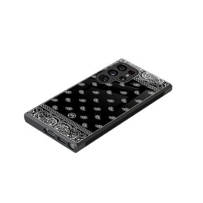paisley black back phone cover | glass case for samsung galaxy s24 ultra