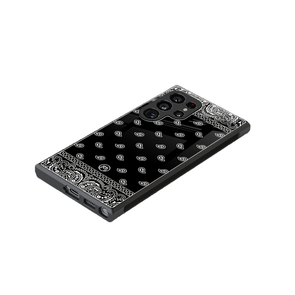 paisley black back phone cover | glass case for samsung galaxy s23 ultra