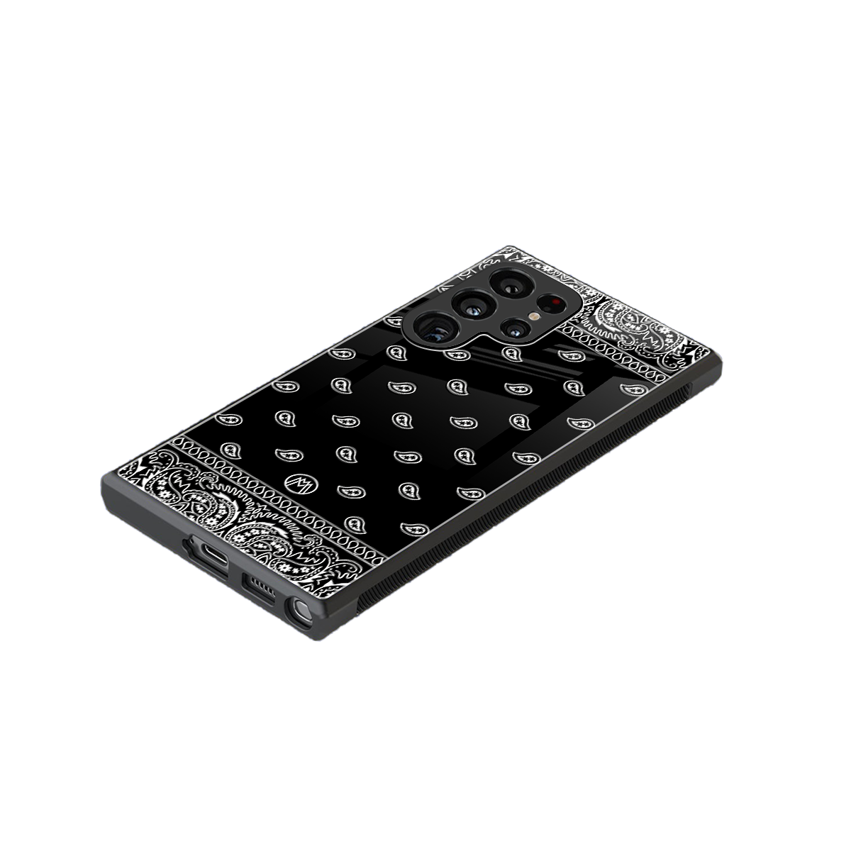 paisley black back phone cover | glass case for samsung galaxy s23 ultra