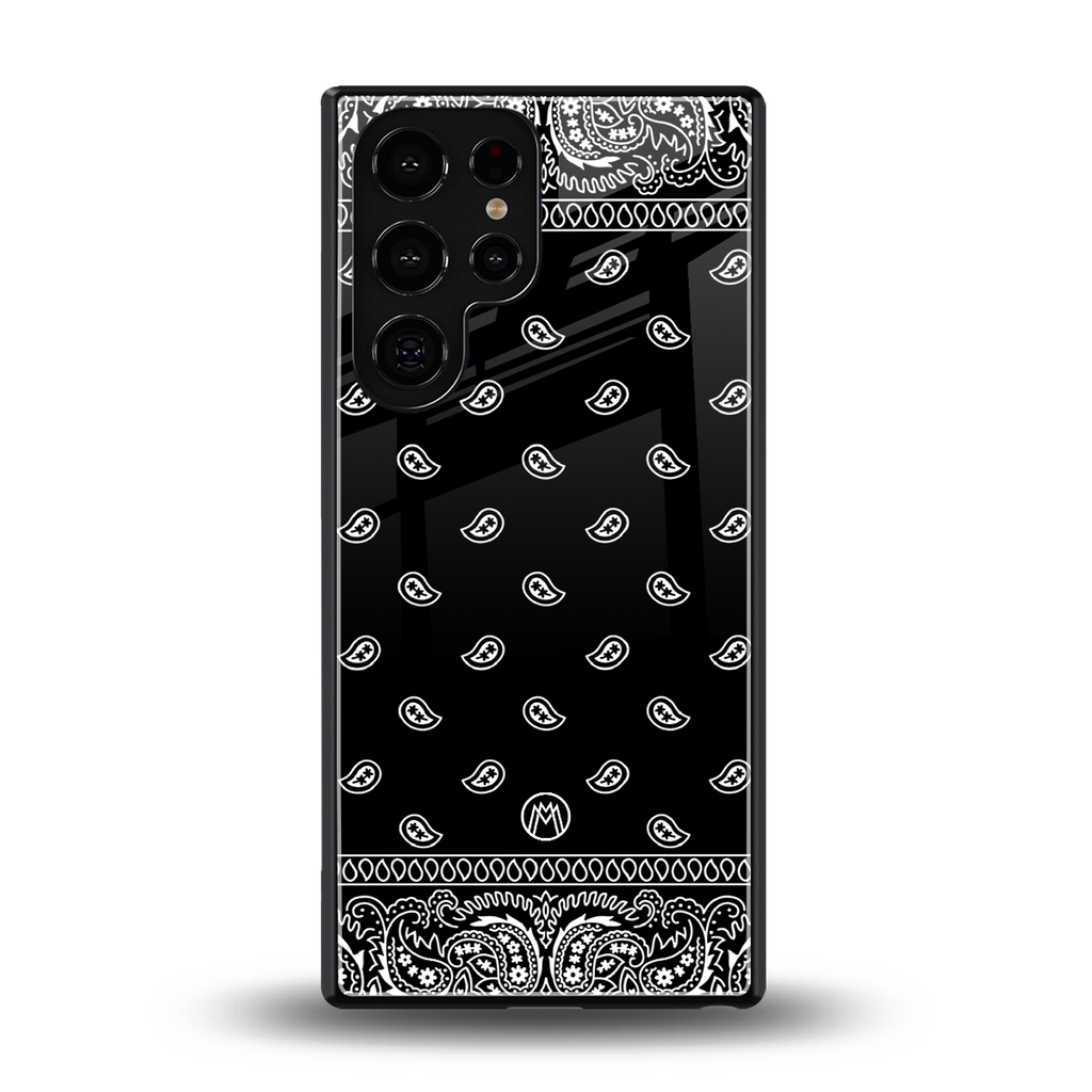 paisley black back phone cover | glass case for samsung galaxy s25 ultra