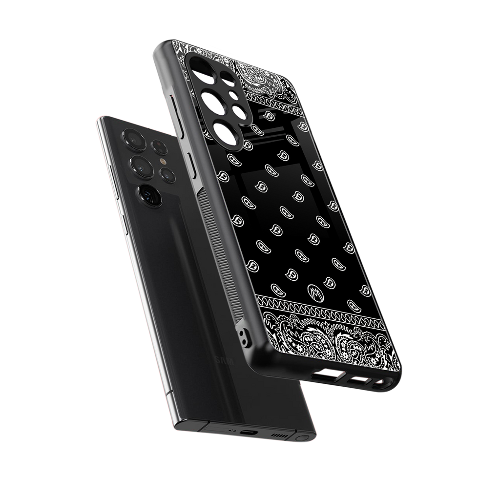 paisley black back phone cover | glass case for samsung galaxy s25 ultra