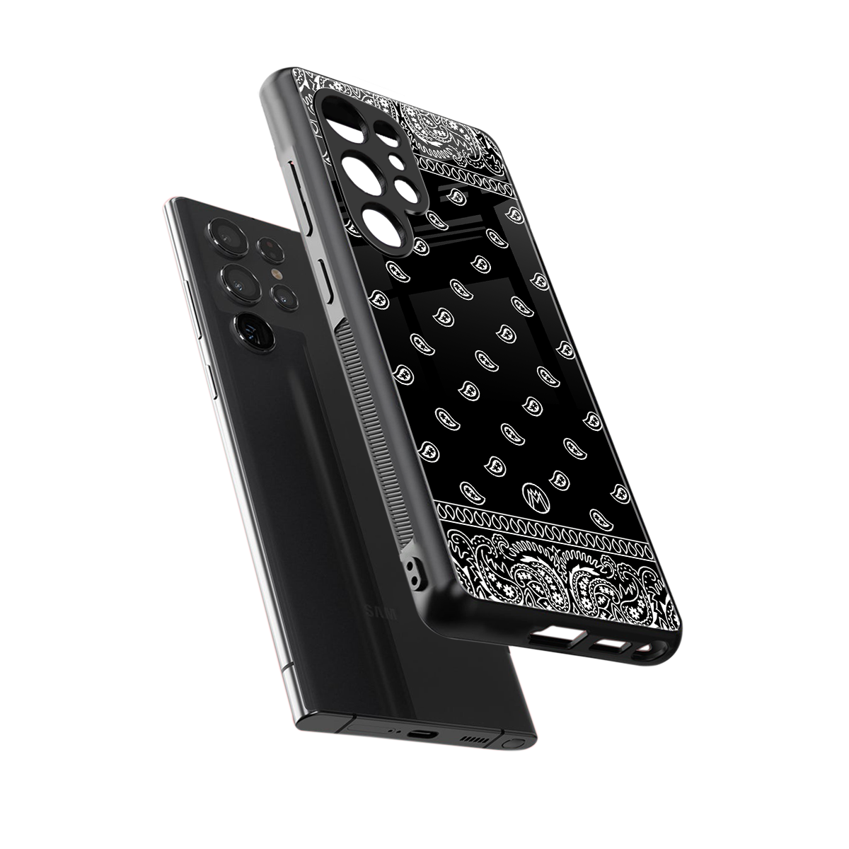 paisley black back phone cover | glass case for samsung galaxy s25 ultra