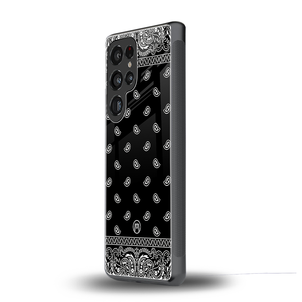 paisley black back phone cover | glass case for samsung galaxy s25 ultra