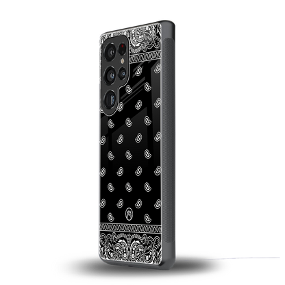 paisley black back phone cover | glass case for samsung galaxy s25 ultra