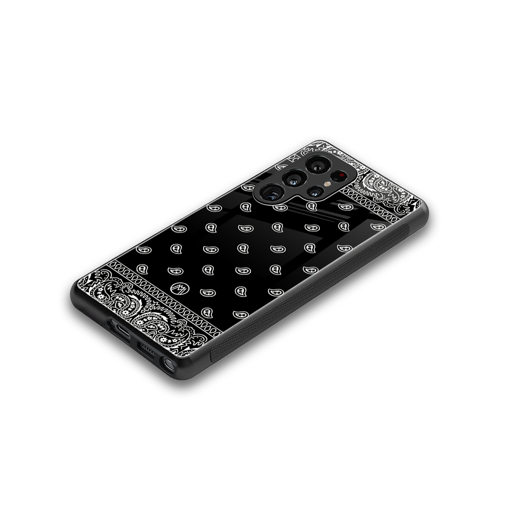 paisley black back phone cover | glass case for samsung galaxy s25 ultra