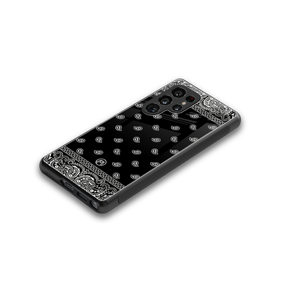 paisley black back phone cover | glass case for samsung galaxy s25 ultra