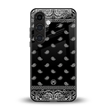 paisley black back phone cover | glass case for samsung galaxy s23 plus