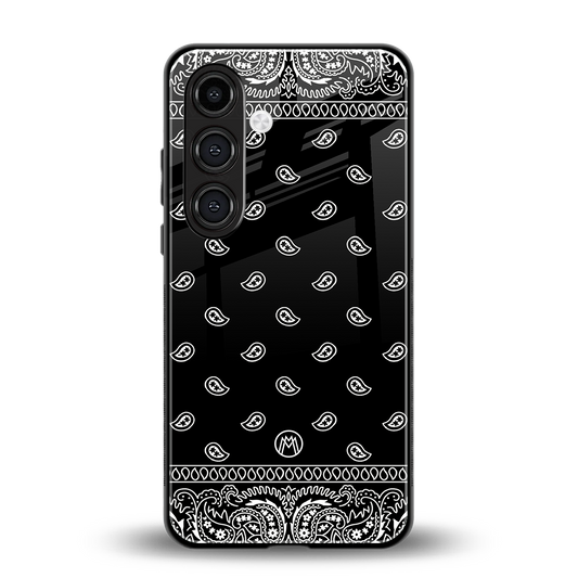 paisley black back phone cover | glass case for samsung galaxy s23 plus