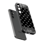 paisley black back phone cover | glass case for samsung galaxy s24 plus