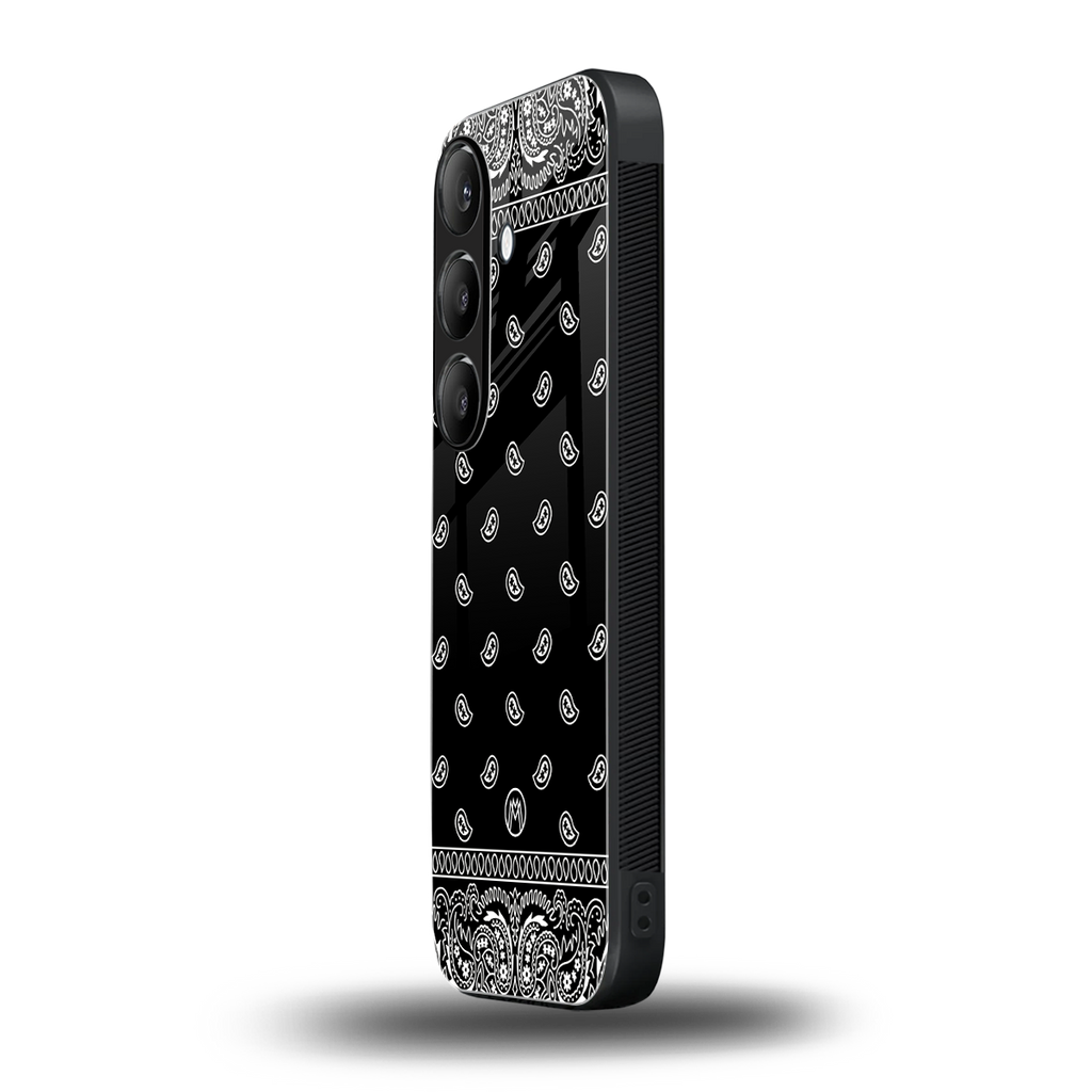 paisley black back phone cover | glass case for samsung galaxy s23 plus