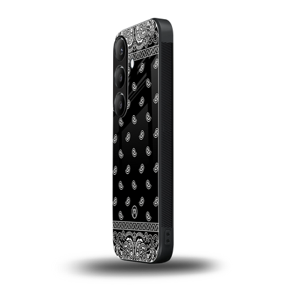 paisley black back phone cover | glass case for samsung galaxy s24 fe