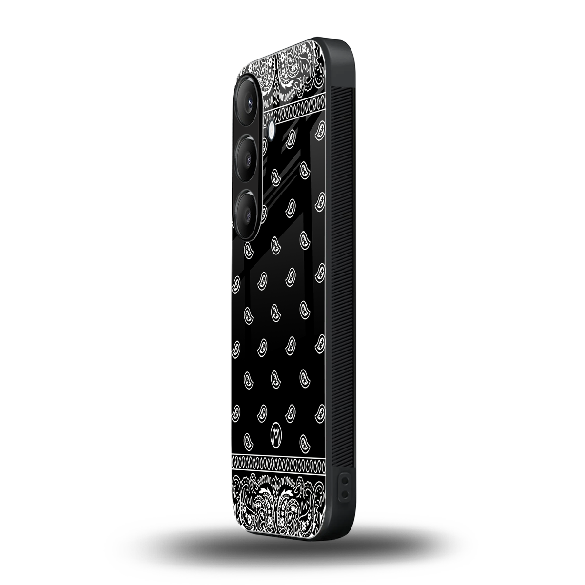 paisley black back phone cover | glass case for samsung galaxy s25 plus