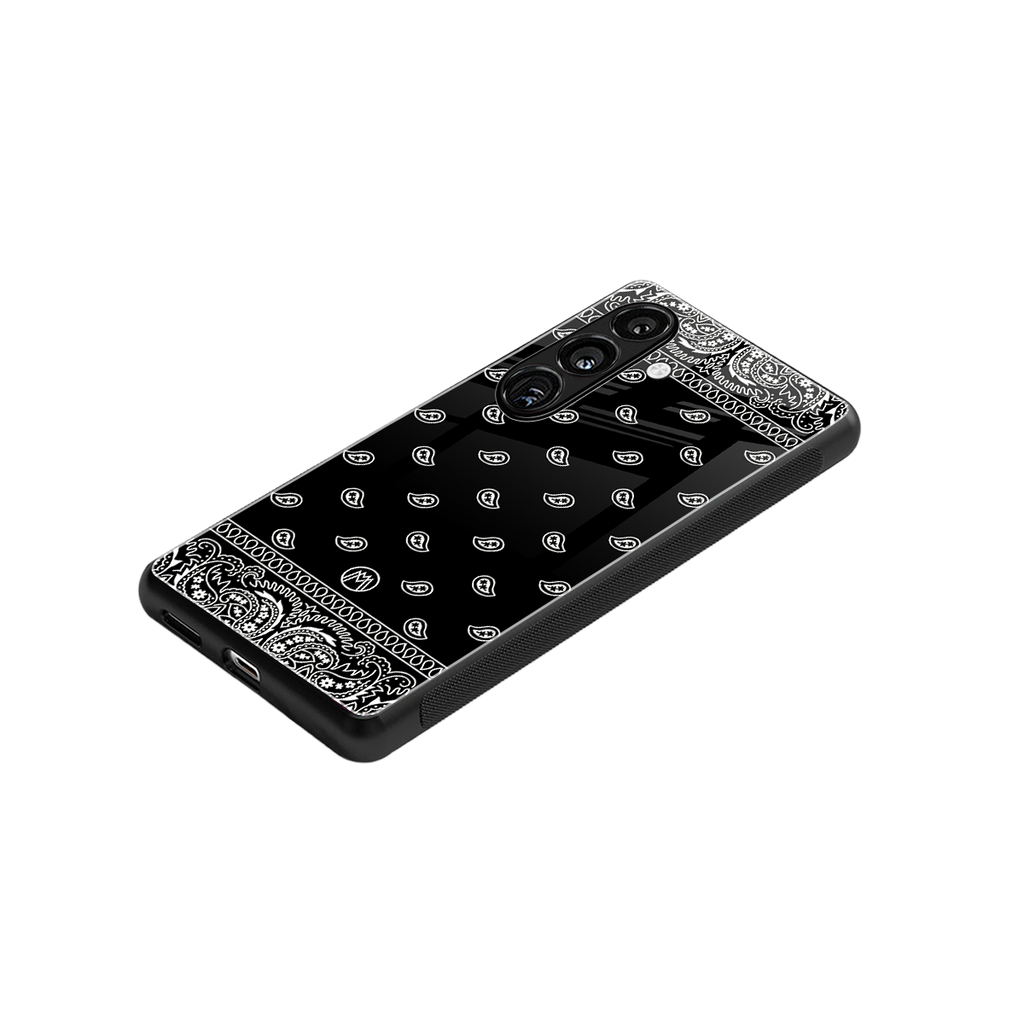 paisley black back phone cover | glass case for samsung galaxy s23 fe