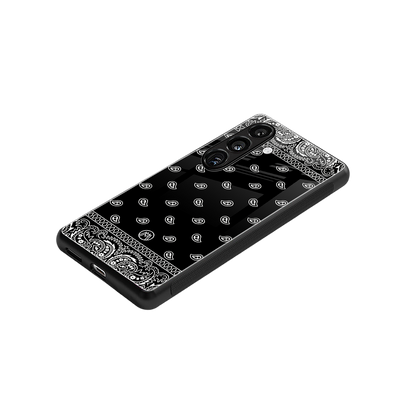 paisley black back phone cover | glass case for samsung galaxy s24 fe