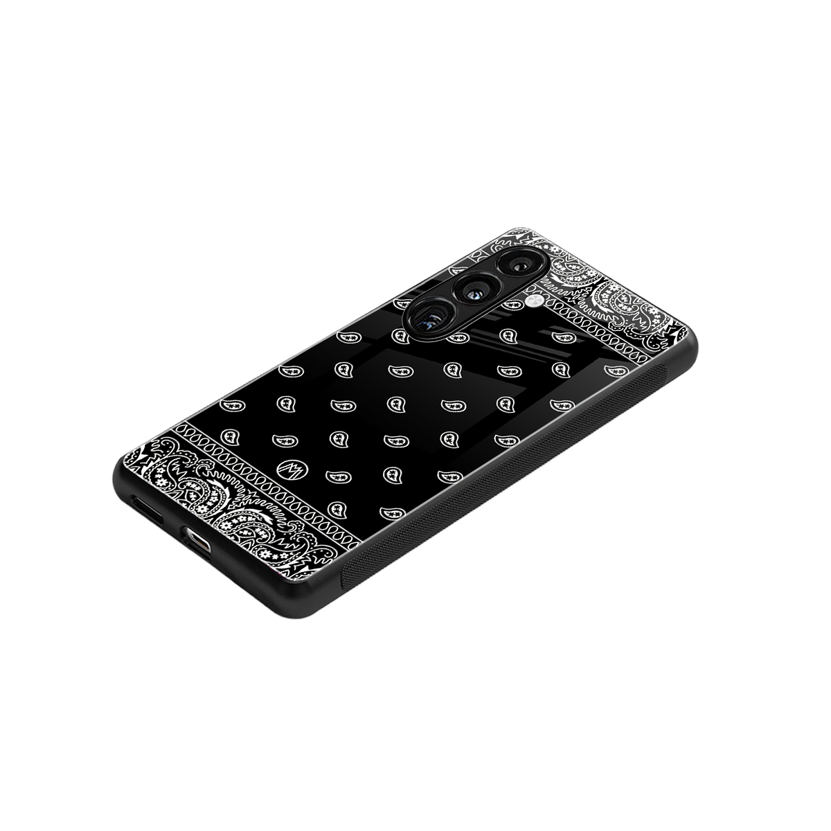 paisley black back phone cover | glass case for samsung galaxy s24 plus