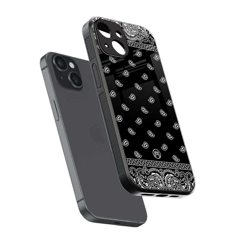 paisley black back phone cover | glass case for iphone 14