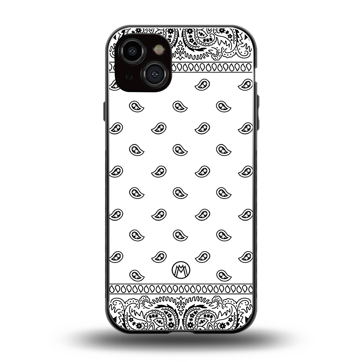 paisley white back phone cover | glass case for iphone 15 plus