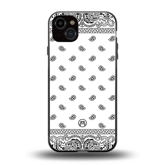 paisley white back phone cover | glass case for iphone 14 plus