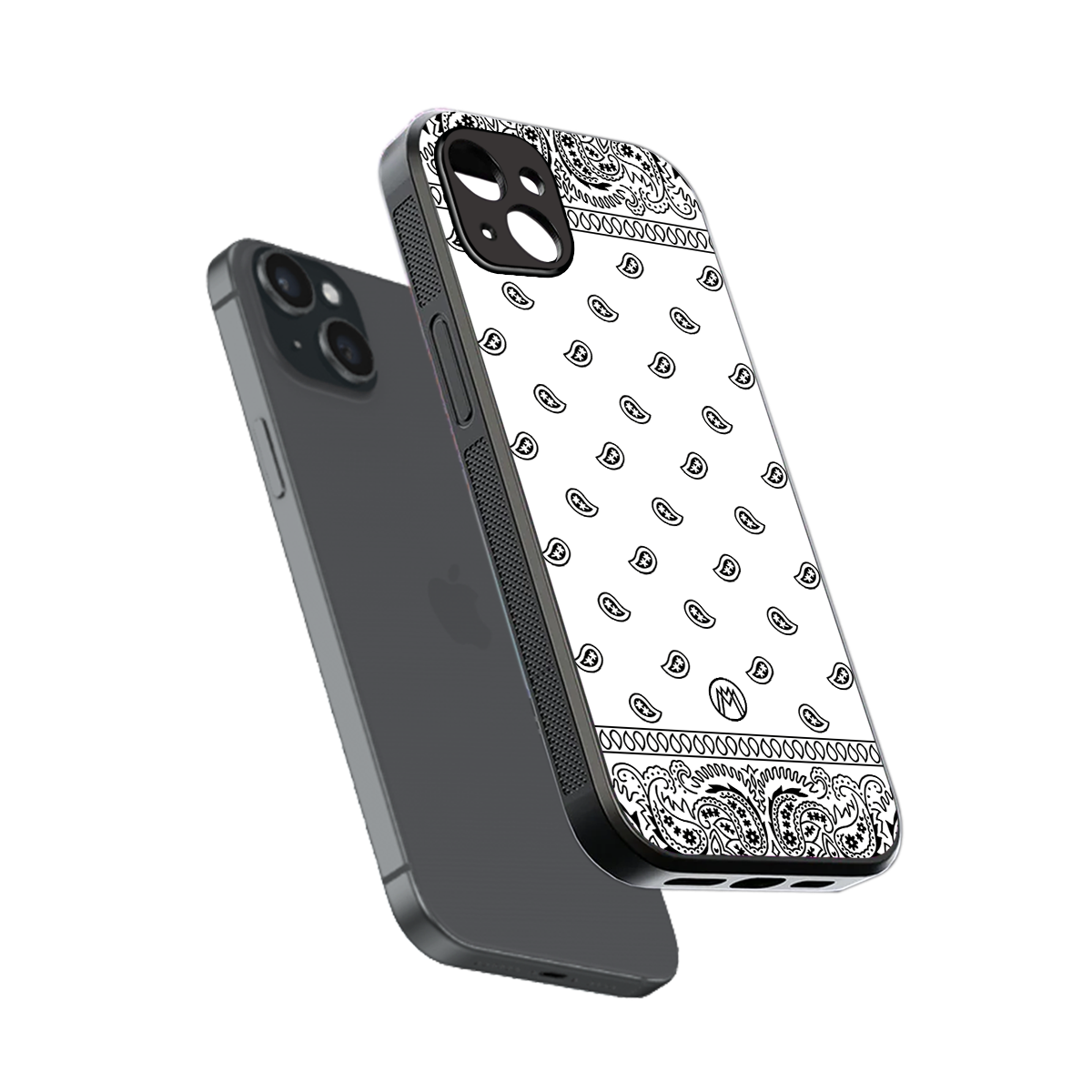 paisley white back phone cover | glass case for iphone 15 plus