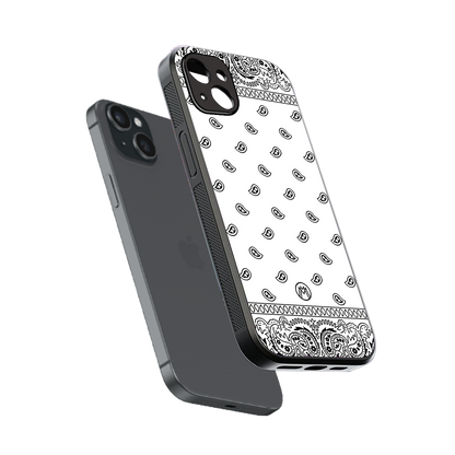 paisley white back phone cover | glass case for iphone 14 plus