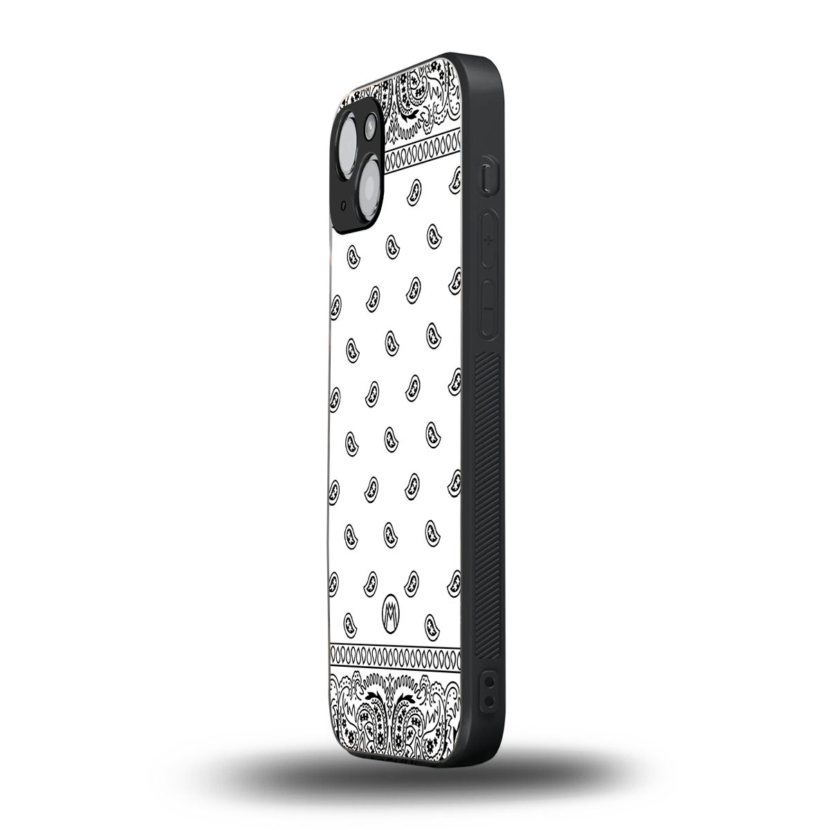 paisley white back phone cover | glass case for iphone 14 plus