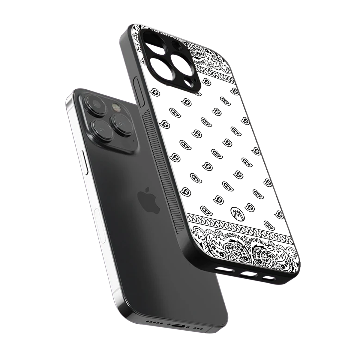 paisley white back phone cover | glass case for iphone 15 pro max