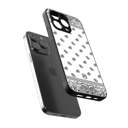paisley white back phone cover | glass case for iphone 15 pro max