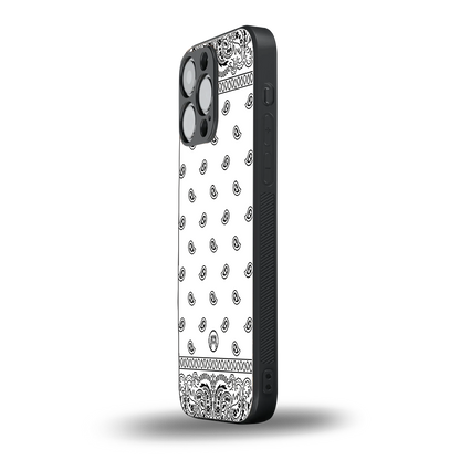 paisley white back phone cover | glass case for iphone 15 pro max