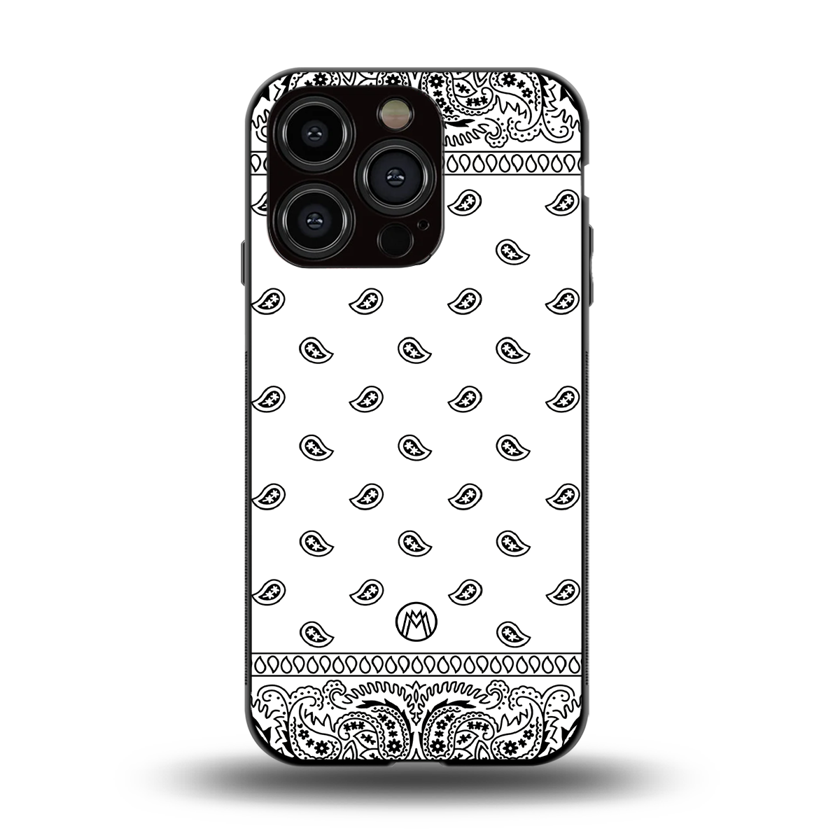 paisley white back phone cover | glass case for iphone 15 pro