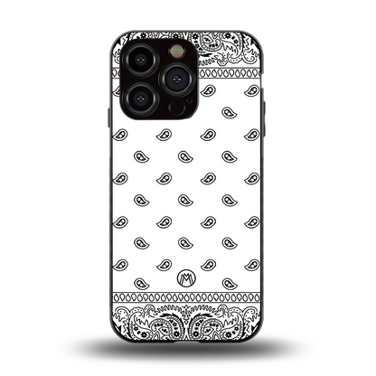 paisley white back phone cover | glass case for iphone 15 pro