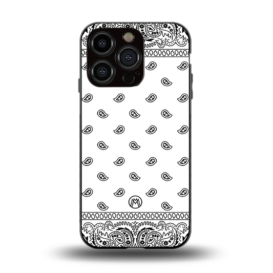paisley white back phone cover | glass case for iphone 15 pro