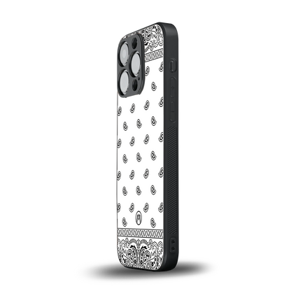 paisley white back phone cover | glass case for iphone 15 pro