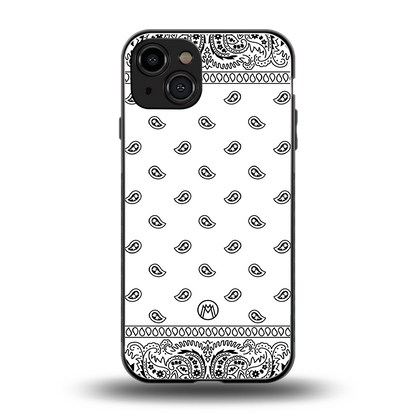 paisley white back phone cover | glass case for iphone 15