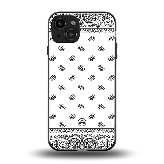paisley white back phone cover | glass case for iphone 15
